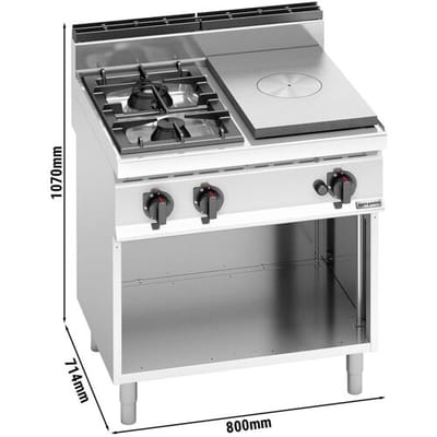GGM Gastro Glühplatte & Gasherd - 17,5 kW - 2 Brenner Zilver
