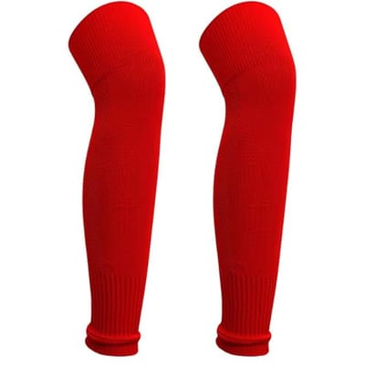 1 Paar Knie Over Voetbal Been Gebied Beschermers Sokken Ademend Comfortabele Pasvorm Kuit Lange Sok Volwassenen Kinderen Voetbal Sport Scheenbeschermers Beenhoezen M red