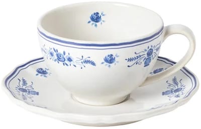 Costa Nova Portugees Aardewerk Koffiekop en schotel 26cl Vila wit-blauw 16.7 cm - 7.4 cm inhoud 26 cl serviesset