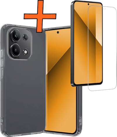 Hoes - Met Screenprotector - Geschikt voor Xiaomi Redmi Note 13 4G - Sterk & Shockproof - Back Cover - Siliconen Case - Telefoon Hoes - Transparant