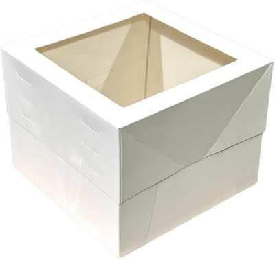 Dailygoods- Taartdozen Hoogte Verstelbaar - Witte Taartdoos - Met Venster - 30 x 30 cm - Stevig Karton - Professionele Presentatie - Taartbox