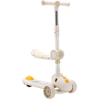 Kinderscooter voor Peuters Opvouwbaar Schattige Verlichte 3-wieler Scooter met Zitje voor 2 tot 12 Jaar Verjaardag Kerstcadeau