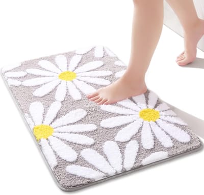 Badkamertapijt Antislip Bloemen Design - Zacht, Absorberend en Wasbaar - 40 x 60 cm