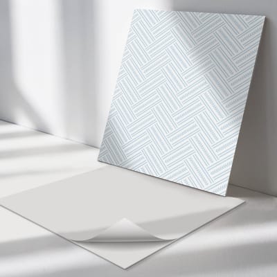 Wallfluent Vinyl Tegels - Zigzagpatroon met Lijnen Zelfklevende PVC Tegels - 30 cm x 30 cm - Blauw Vinyl Tegels - Verpakking van 9 stuks - Vierkant PVC Tegels - Patroon Plaktegels - Vinyl Vloer Tegels - Plaktegels Keuken en Badkamer