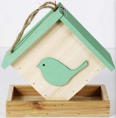 Muntel® Vogelvoederhuisje - Vogelvoederplek - Vogelvoeding - Staand - Bruin - Groen - 17 x 17 x19 cm