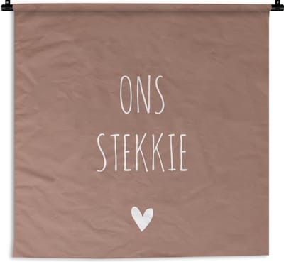 Wandkleed - Quote - Thuis - Hart - 120x120 cm - Wandtapijt