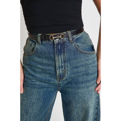 boohoo Dames T-Bar slanke riem | Zwart | Maat: Small/Medium
