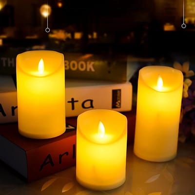 Led kaarsen met bewegende vlam - set van 3 (10 cm, 12.5 cm, 15 cm) - kerstdecoratie - kerstlantaarns voor binnen - warm wit