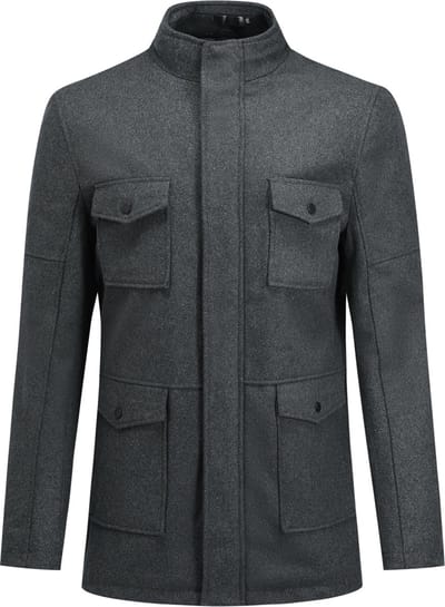 ALLTHEMEN Heren Regular Fit Jas met Opstaande Kraag - Halflang met Ritssluiting - XS