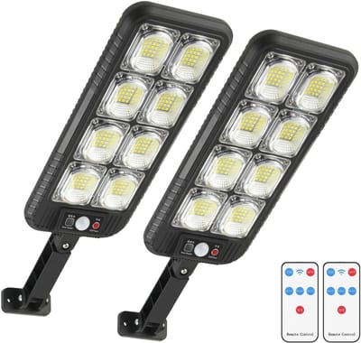 Zonnelampen voor Buiten met Bewegingsmelder – 2 Stuks, 200 LEDs, Waterdicht, 3 Modi en Automatische Oplaadfunctie