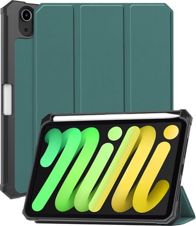 Hoes - Geschikt voor Apple iPad Mini 7 (2024) - 8.3 inch - 7e Generatie - Dun & Stevig - Trifold Bookcase - Hard Cover Case - Met Uitsparing Geschikt voor Apple Pencil - Hardcover Book - Tablet Hoesje - Donkergroen