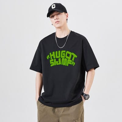 Nieuw Heren T-shirt met Korte Mouwen van Zware Kwaliteit, Losvallend en Trendy Halve Mouwen, Gekamd Katoen Ronde Hals Letter Ademend Shirt 3XL beige