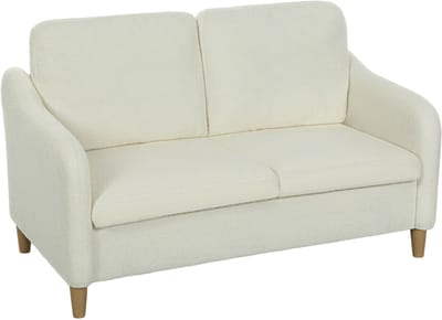 Homcom Loveseat-Polyester, Eucalyptus hout-137L x 69B x 82H cm-Crèmewit