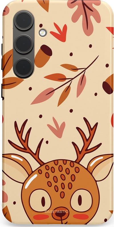 Casetastic hoesje geschikt voor Samsung Galaxy S24 Plus - Dubbellaagse bescherming - Hert in de herfst - Fashion Case - Zand Terracotta Rood