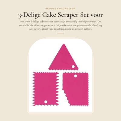 Dailygoods- Taartschaaf Set 3 Stuks - Stripes Edge Scraper - Cake Smoother - Plastic Gereedschap - Voor Het Decoreren Van Taarten - Professionele Afwerking