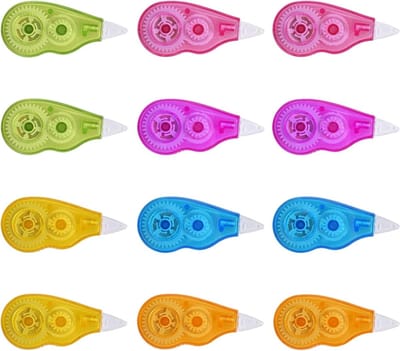 Set van 12 Correctietapes, Mini Pocket Mouse, 4m x 5mm, Ideaal voor School, Kantoor en Creatieve Projecten