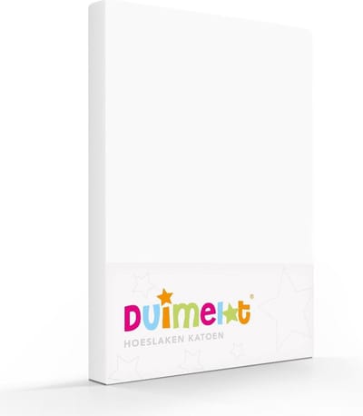 Duimelot - Katoen - Kinderhoeslaken - Ledikant - 60x120 cm - Wit