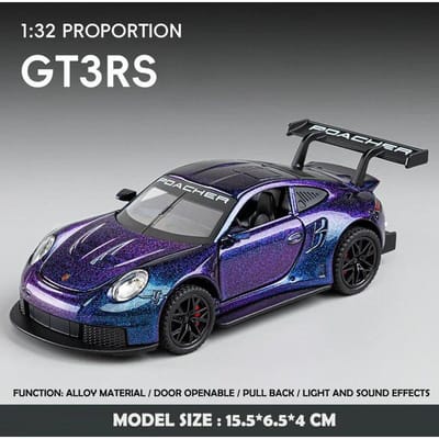 Modèle Réduit en Métal Voiture 1/32 Échelle 911 Gt3Rs Voiture de Sport Modèle Jouet Véhicule Enfants Garçon Cadeau d'Anniversaire Décoration de Maison Jouet Voiture