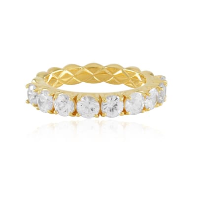 Cavill - Zilveren ring met 9 Cambodjaanse zirkonen 2,35 ct - 925 sterling zilver verguld - Elegante ring dames met briljant geslepen ronde stenen