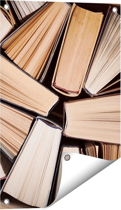 Gards Tuinposter Boeken Bladzijdes bij elkaar - 40x60 cm - Tuindoek - Tuindecoratie - Wanddecoratie buiten - Tuinschilderij
