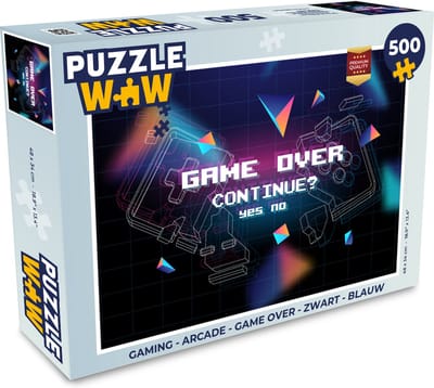 Puzzel Gaming - Arcade - Game Over - Zwart - Blauw - Gamen - Legpuzzel - Puzzel 500 stukjes
