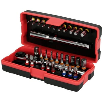 Set van 28 kleurgecodeerde 1/4" KS TOOLS schroevendraaier bits TORSIONpower - 918.3015