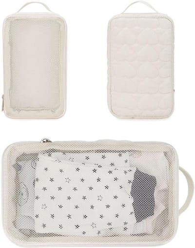 OIMG 2 stuks Baby Bag Organizer - Luiertas baby - verzorgingstas - Toilettas Was Storage case - Baby tas - Waterproof Travel Packing Case - Multiple Pockets - Compact Storage Solution-Voor Babykleding En Spullen Familie - wit