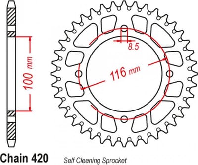 sifam tandwiel voor motor kawasaki 80 kx 1986 tot 2000 53 tanden steek 420 Ø100 antimodder nieuw