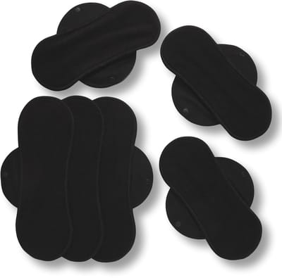 Racman - wasbare incontinentie inlegkruisjes - set 6 stuks - zwarte bamboe badstof