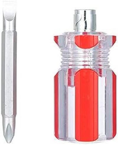 Mini Schroevendraaier - Kleine Stubby - Reparaties Uitvoeren - Dubbele Kop Plat - 1 Stuk - Rood