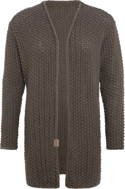 Knit Factory Carry Gebreid Dames Vest - Grof gebreid dames vest - Bruine cardigan - Damesvest gemaak uit 30% wol en 70% acryl - Cappuccino - 36/38
