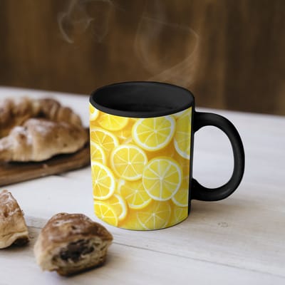 Magische Mok - Foto op Warmte Mokken - Koffiemok - Citroenen - Geel - Zomers - levendig - Magic Mok - Beker - 350 ML - Theemok