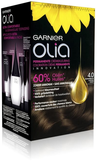 Garnier Olia Middenbruin 4 - Permanente Haarkleuring Zonder Ammoniak - Kleurcrème op basis van 60% oliën - Haarverf
