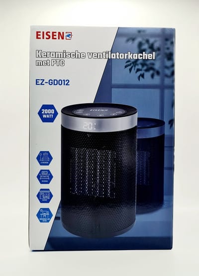 Eisenz EZ-GD012 Keramische Ventilatorkachel PTC – 2000W – Oscillerend – LCD Display – Afstandsbediening – Klein en Compact Model