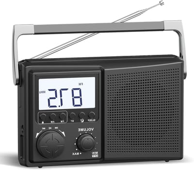 Draagbare Radio - AM FM Ontvanger - Muziek Luisteren - Met Bluetooth Connectie - 21 cm Breed - Zwart