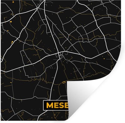 Muurstickers - Sticker Folie - Mesen - Stadskaart - Goud - Plattegrond - Kaart - 100x100 cm - Plakfolie - Muurstickers Kinderkamer - Zelfklevend Behang XXL - Zelfklevend behangpapier - Stickerfolie