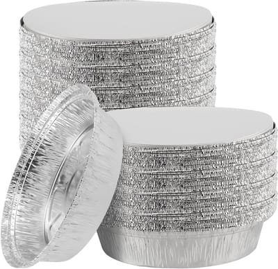 Ronde wegwerp aluminium kommen met deksel, 18 cm, 630 ml - Ideaal voor maaltijden, taarten en snacks, 100 stuks