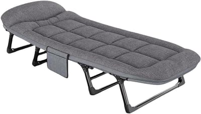 Campingbed - Opvouwbaar Loungestoel - Buiten Ontspannen - Inclusief Matras - 190 cm - Grijs