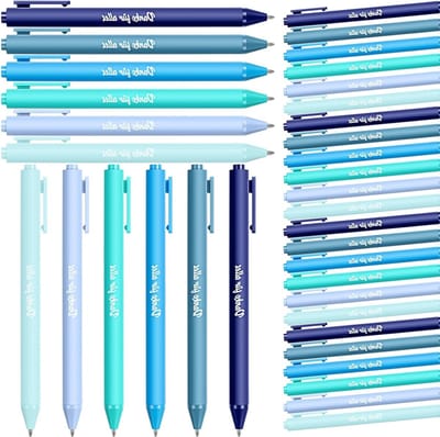 30 Thanks for Everything Balpen Set, Blauwe Pennen met Gravure, Perfecte Cadeaus voor Collega's, Vrienden en Schoolgebruik