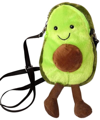 Dailygoods- Schoudertas Zacht Pluche - Avocado Ontwerp - Verstelbare Schouderband - Ruime Opslagruimte 13 x 22 x 5 cm - Schattige Accessoire - Handtas
