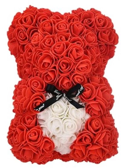 Rozenbeer met geschenkdoos en lint | Teddybeer met rozen voor vrouwen | Valentijns cadeau