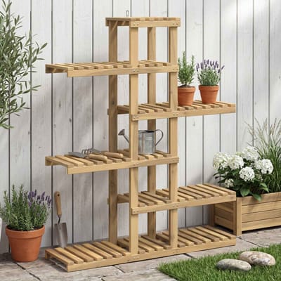 vidaXL - Plantenstand - Wit - 93 - x - 25 - x - 114,5 - cm - Massief - Acacia - Hout