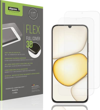 dipos FLEX – 2x Matte Screenprotector geschikt voor Realme C100x | Volledige Schermbescherming | Case-Friendly
