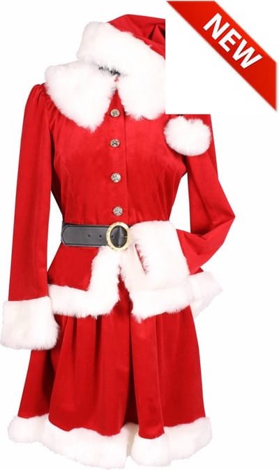 Kerstmeisje Joy - Kerst Jurk Dames - Rood Wit - Maat S