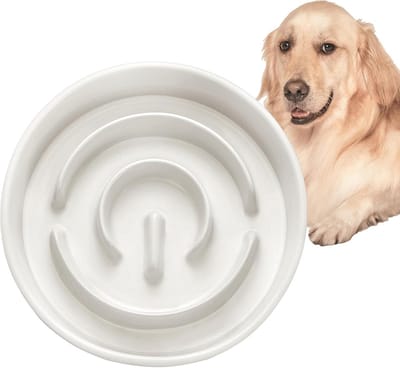 Slow-Feed Antischrokbak voor Honden - Ivoorwit, 1000ml