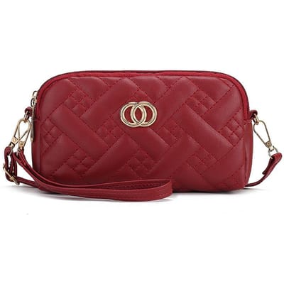 Nieuwe Clutch Geborduurd Geruit Kleine Dames Tas Meerlaagse Tas Eén Schouder Crossbody Tas brown