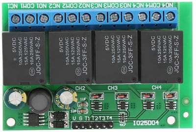 Dailygoody - Relaismodule - 4 kanalen - Flip-Flop Low Pulse Trigger - 6-24VDC - Zelfvergrendelend - Ideaal voor Smart Home en noodverlichting