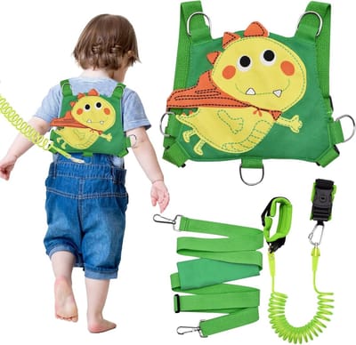 3-in-1 Kinderriem met Dinosaurus Ontwerp - Anti-Verlies Polsband voor Kinderen met Veiligheids Harnas en Vergrendeling voor Kindveiligheid