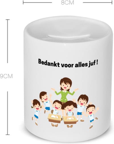 Akyol - bedankt voor alles juf! Spaarpot - Juf - leraressen - verjaardag - cadeautje voor juf - juf artikelen - kado - geschenk - gift - verjaardagscadeau - juffendag - 350 ML inhoud