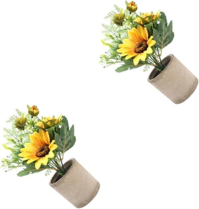 Kunst Zonnebloem Bonsai - Nep Plant Pot - Woonkamer Decoratie - Onderhoudsvrij - 23 x 18 x 12 cm - Geel
